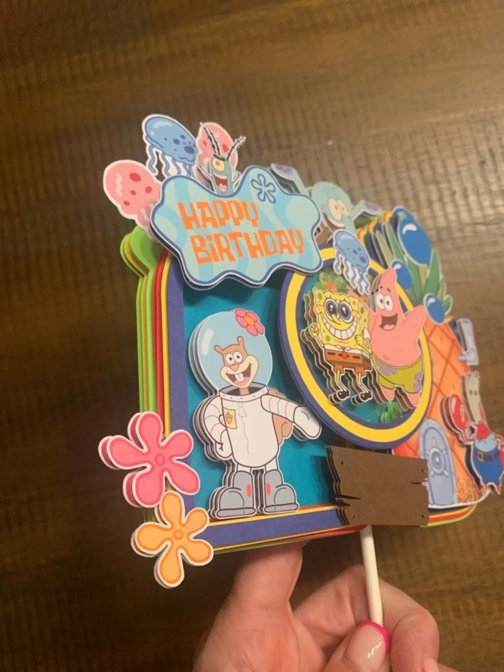 SpongeBob Squarepants Birthday Cake Topper handmade shaker